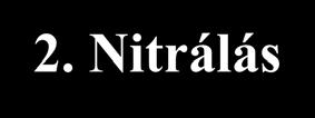 2. Nitrálás N O O NO 2 Nitráló ágensek: a) Nitrálósav : benzol, kevésbé reaktív vegyületek 2 SO 4 NO 3 2 NO 3 SO 4 2 O NO 2 2