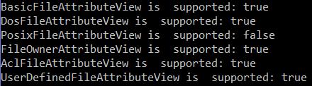 Példakód 1. 2. 3. 4. 5. import java.nio.file.*; import java.nio.file.attribute.*; Path path = Paths.get("C:"); try { FileStore fs = Files.getFileStore(path); printdetails(fs, BasicFileAttributeView.