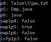 Példakód 1. 2. 3. Path p4 = Paths.get("Talon\\3\\pw.txt"); Path p5 = Paths.get("Emp.java"); Path p6 = Paths.get("java"); System.out.println("p4: "+p4); System.out.println("p5: "+p5); System.out.println("p6: "+p6); boolean swp1p4 = p1.