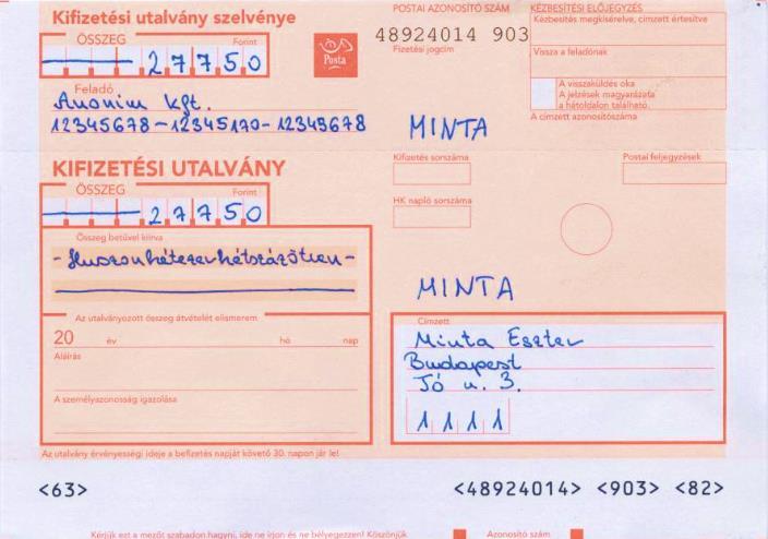 A Magyar Posta Egyes Pénzforgalmi Szolgáltatásainak