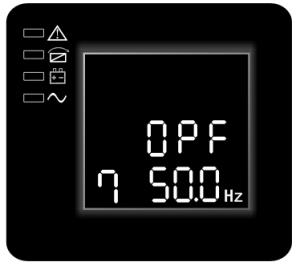 Gyári beállítások visszaállítása (8) (kevesebb, mint 2 másodpercig), az OPF felirat folyamatosan világítani fog. Az OPF alatti betűk villogni kezdenek.