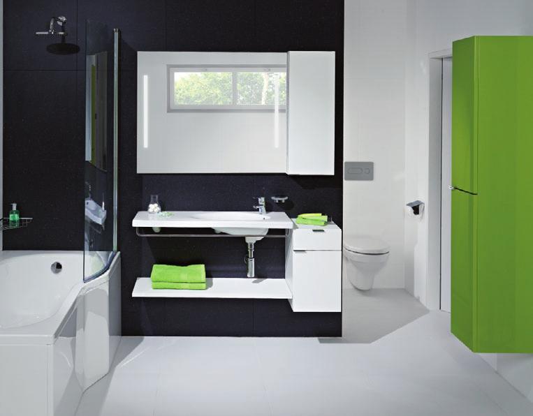 fürdőszoba család / TIGO A Tigo egyet jelent a tisztasággal és eleganciával. A szekrények sima fényes felületét nem törik meg komplikált fogantyúk.