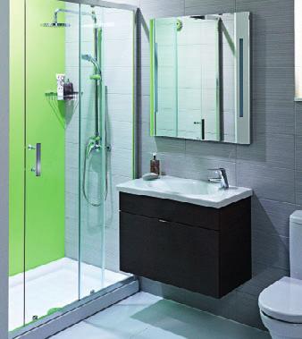 A tágas 100 x 80 cm méretű zuhanykabin szintén tökéletesen illeszkedik egy kis fürdőszobába.