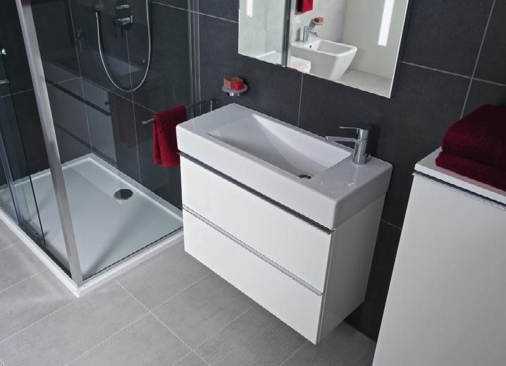 fürdőszoba család / PURE Praktikus, 34,5 cm mélységű, falra szerelhető Pure mosdók.