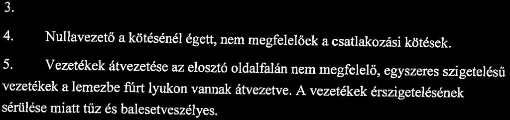 16. oldal l\1unkaszánl:l6-09/2 Az elosztó berendezés állapota tűzveszélyes, javaslom a mielőbbi teljes felújitását. 4.5. II.