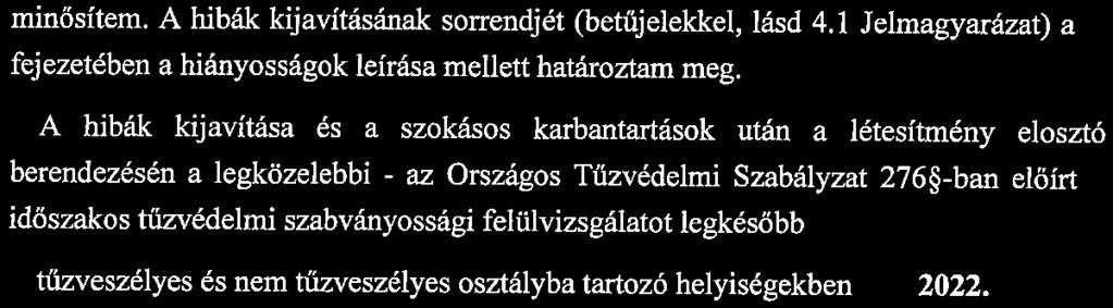 18. oldal Munk:aszátn:16-09/2 6. ÖSSZEFOGLALÁS, JAVASLATOK A felülvizsgálat során elvégzett kisebb javítások után fenrunaradó - a jelentés 4.