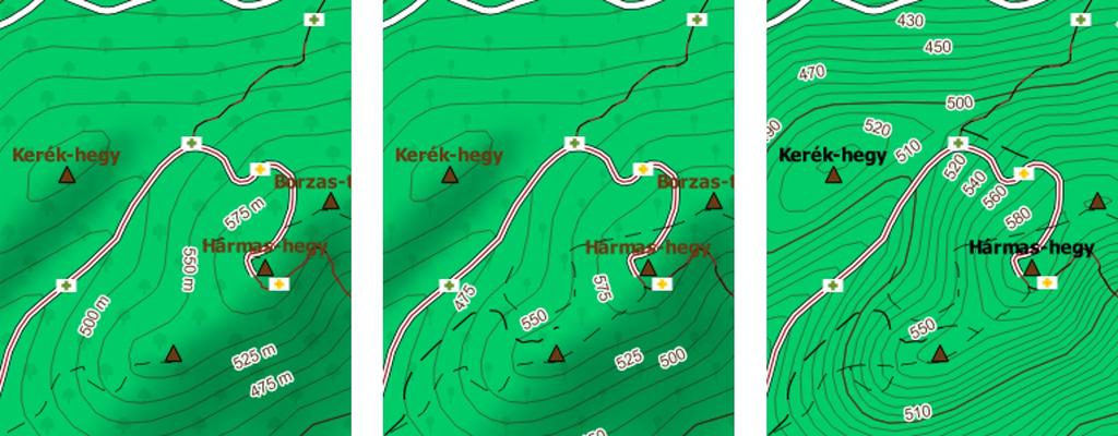 Dinamikus jelkulcs, változó megjelenítés Domborzatrajz Kezdő, közepes térképolvasók