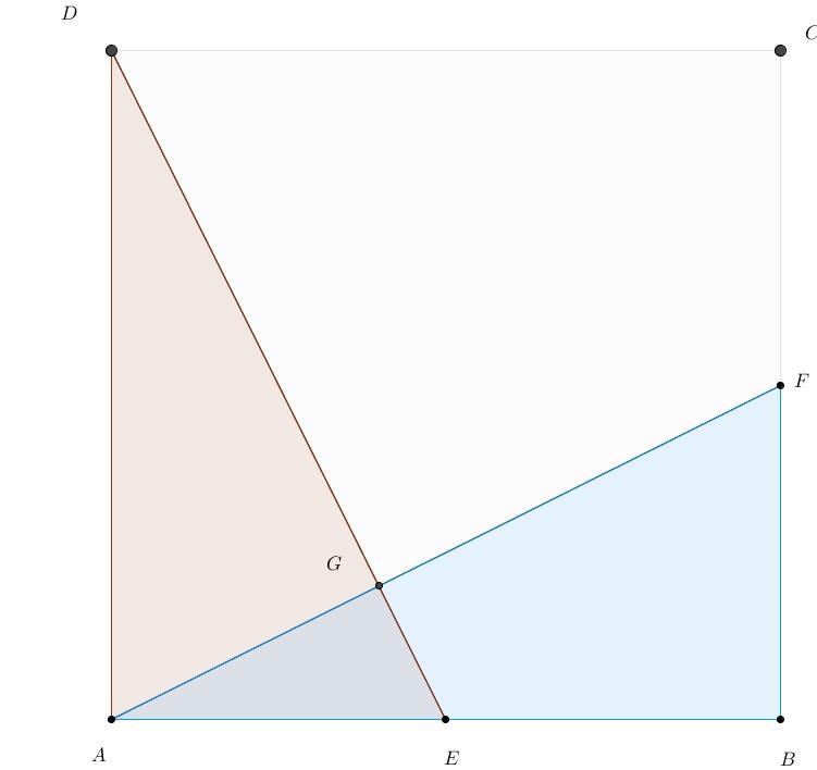 (a) Legyen {G} = AF DE. Ekkor világos, hogy ADE ABF. A fenti két háromszög kongruenciája, maga után vonja, hogy m(âde) = m( BAF ).