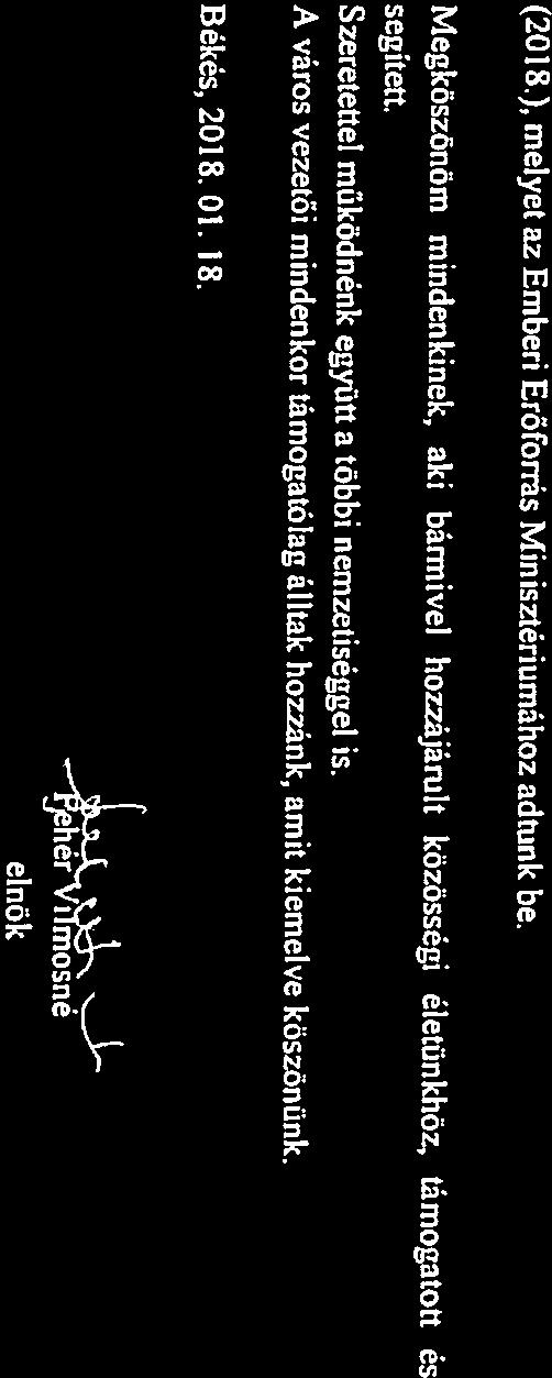 (2018), melyet az Emberi Erőforrás Minisztériumához adtunk be. Megköszönöm mindenkinek, aki bármivel hozzájárult közösségi életünkhöz, támogatott és segített.