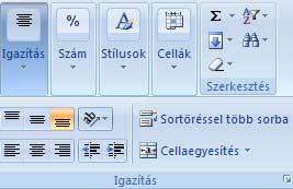Az adattábla módosításának lehetőségei Igazítás