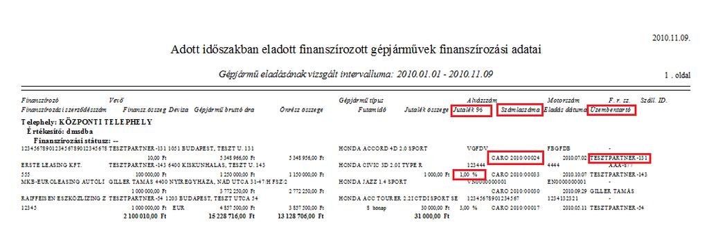 További változás, hogy a riport lekérhető csak a