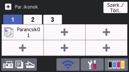 Parancsikon-képernyő Hozzon létre parancsikonokat az olyan gyakran használt művelethez, mint a fax küldése, másolás, beolvasás és a Web Connect használata.