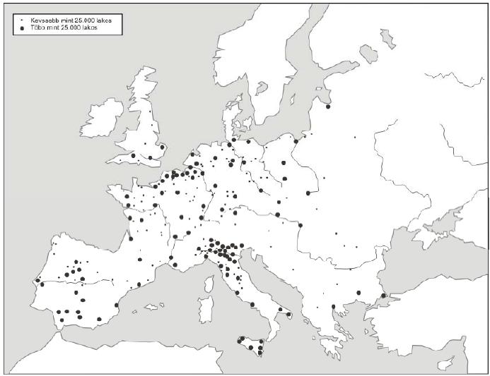Európa jelentősebb városai a XVI.