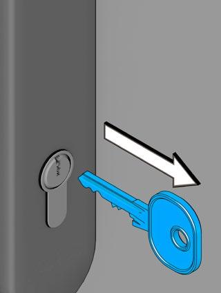 Kilincsnyelv működésének ellenőrzése kulccsal (váltott működés) Fordítsa el a kulcsot és tartsa kireteszelő pozícióban.