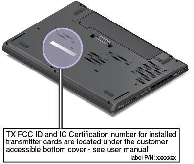 Az FCC ID-azonosító és IC-tanúsítvány számának címkéi a számítógép vezeték nélküli kommunikációs kártyájának helyére telepített WAN-kártyán 1 és vezeték nélküli LAN-kártyán 2 találhatók.