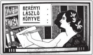 A moszkvai Rudomino Könyvtár hungarika ex libriseinek ikonográfiája 103 Antal szecessziós ex librisei (N26/3,4, 7) dekoratív megformálással, a szépséget a gyönyörű arcban és kecsességben láttatva,