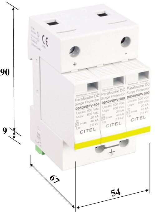 T Ú L F E S Z Ü L T S É G L E V E Z E T Õ DS 50VGPVS Alternatív energiaforrások védelme C osztályú levezetõ ( 2 típus ) DS 50VGPVS-500 A DS 50VGPVS típusú, C osztályú (2-es típusú) védõkészülék