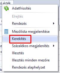 A kerekítést a megadott mérték esetén beállíthatjuk, ha megadjuk tizedesjegyek számát, valamint a nullás tizedesvégződések megjelenítésének opcióját.