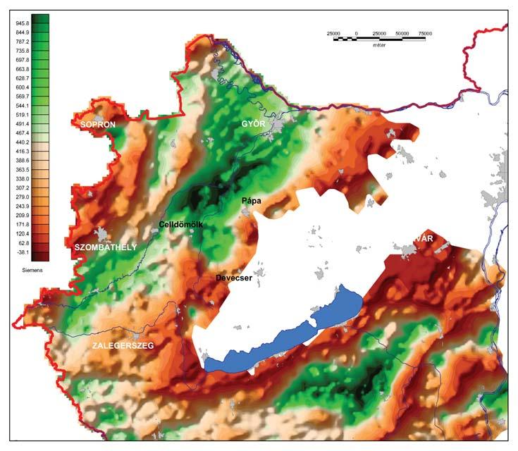 ábra A terület tellurikus vezetőképesség-térképe (Nemesi et al.