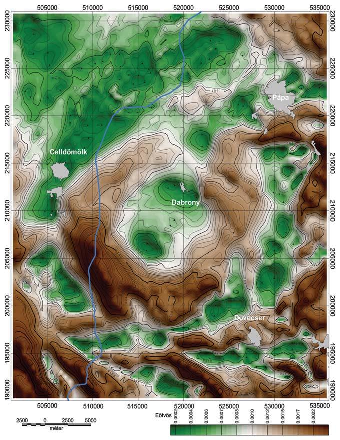 nyomán Figure 5 Bouguer anomaly map (a) and the Bouguer residual anomaly horizontal gradient map (b) of the Ries crater after