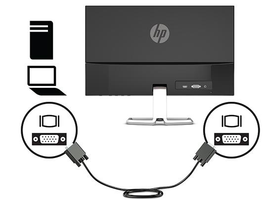 A kábelek csatlakoztatása 1. Tegye a monitort egy kényelmes, jól szellőző helyre a számítógép közelébe. 2. Csatlakoztassa videokábelt.