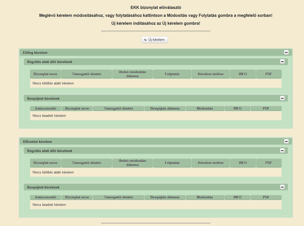 3 A bizonylat 3.1 Bizonylat előválasztó A Közutak fejlesztése karbantartása menüpontba való belépés után megjelenik egy ún.