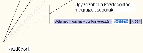 OBJEKTUMOK LÉTREHOZÁSA 35 Adja meg, hogy mely ponton keresztül: 7,7 Adja meg, hogy mely ponton keresztül: A program kéri az irányt adó pont adatait. Megadjuk a végpont koordinátáit.