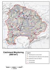 65. ábra: Az 500 km2 vízgyűjtő leválogatása a határvízi és a vízgyűjtő szintű monitoring helyek feltüntetésével (Zsófia Kovács 2014;