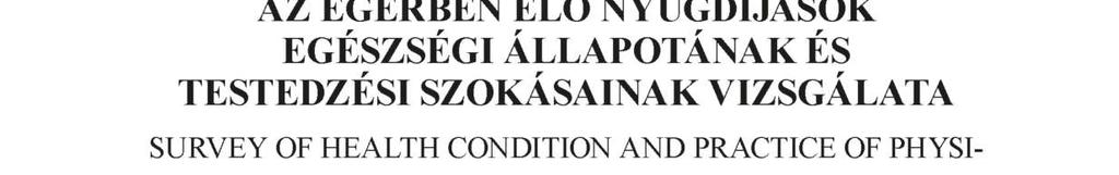 ÁctaÁcademiaeÁgriensis, Seetio Sport, 2015. Nova series tóm, XLII. pp 27-36.