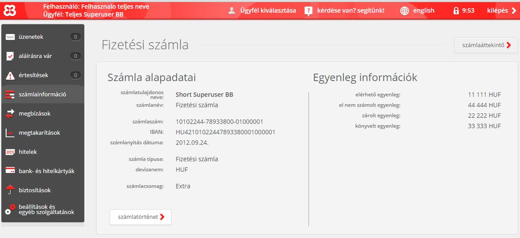 Új és régi internetbank összehasonlítása / Legfontosabb változások A számla