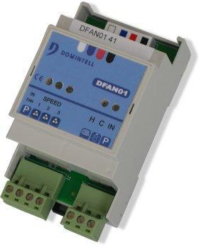 Cikkszám: DFAN01 Fan-Coil modul Fan-Coil vezérlő modul, mely tartlamz 3 relét a különböző sebességfokozatokhoz és két vezérlő relét a fűtés/hűtsé szelepekhez.