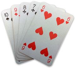 3. Póker (Four of a Kind) Négy egyforma lap. Több póker esetén a magasabb lapokból álló nyer. Esélye: 1:4164 4. Full (Full House) Három egyforma plusz két egyforma lap.