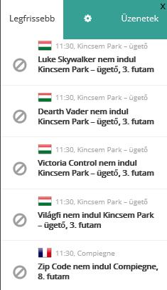Üzenetek az Ön fogadásaival kapcsolatos rendszerüzeneteket tekintheti meg. A funkció indulásakor a legfrissebb események jelennek meg.