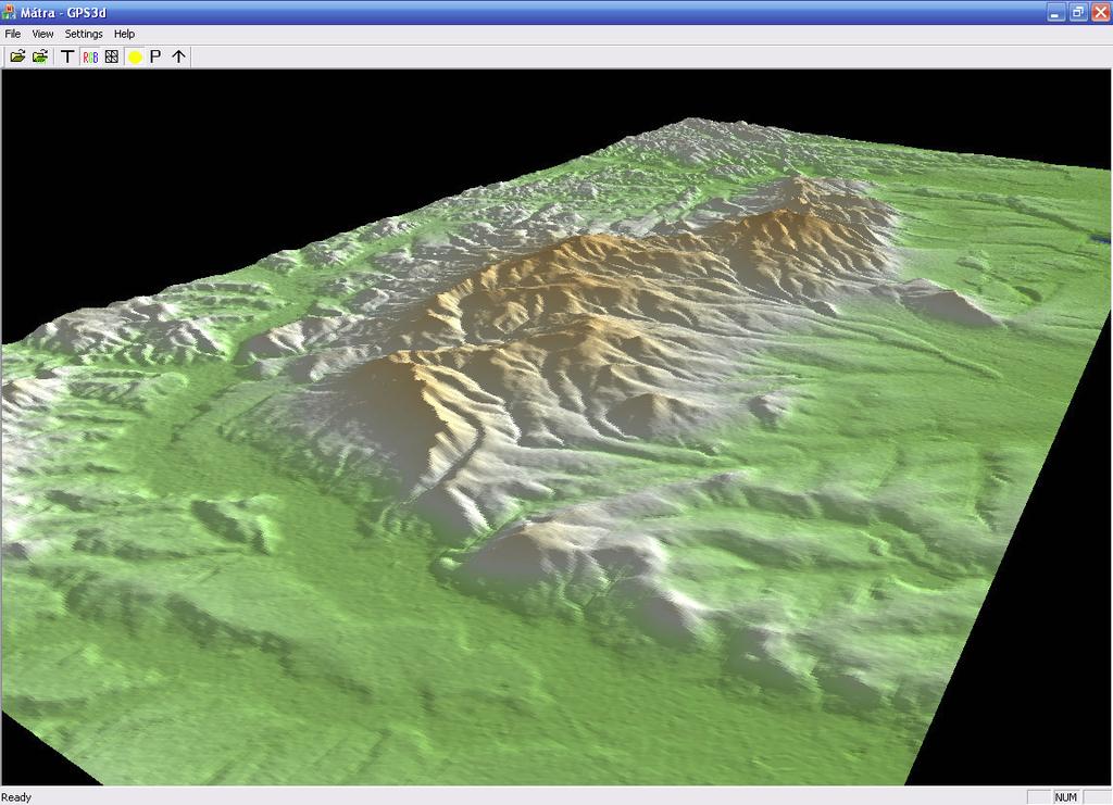 102 8. TÁVÉRZÉKELÉS, MIKROSZKÓPIA 8.1. ábra. A Mátra 3D domborzati modellje SRTM adatok alapján. A felszínháló színezése a magassági adatok értéke szerint egy színskála alkalmazásával történt.