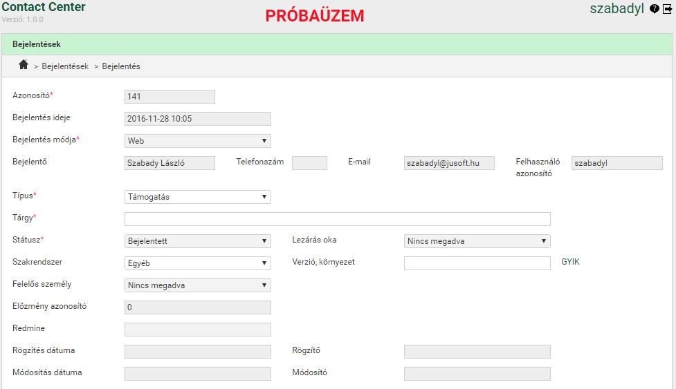 Alul lévő mentés gomb: 2.3.5.4 Törlés Egyes táblázatoknál lehetőség van sorok törlésére. Ezt az első oszlopban található törlés ikonra kattintva érhetjük el.