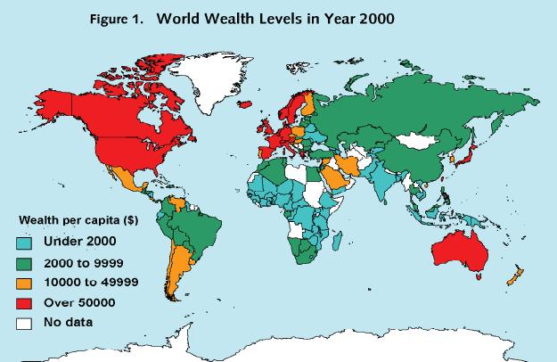 A világ gazdagságának eloszlása: a vonzó és taszító erők földrajzi viszonya Source: WIDER