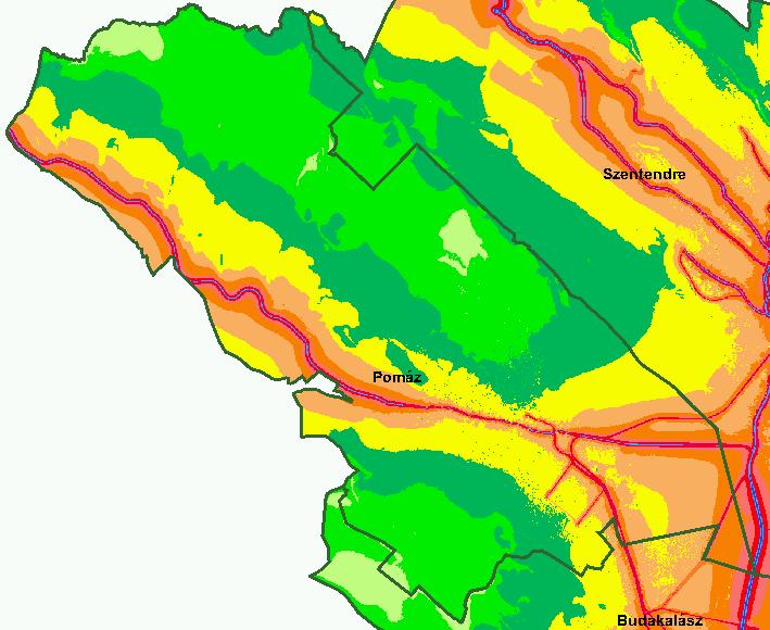 Közúti zajterhelés nappal Közúti zajterhelés éjjel 1.17.5.
