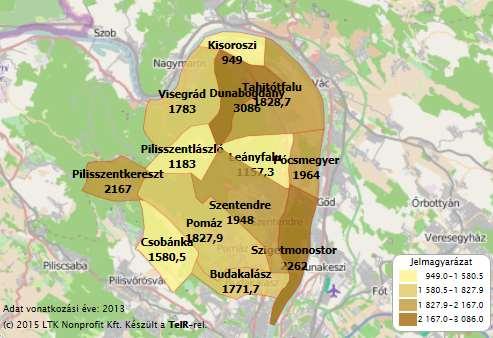 Egy házi- és házi gyermekorvosra jutó lakosok száma (fő) Forrás: Lechner Nonprofit Kft Az egy háziorvosra jutó lakosok száma a településen 1827,9 fő.