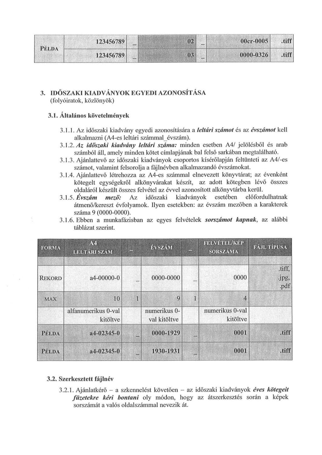 t' 61,1) :1 12.345678 1) i 23 l5g'789 00c1. Ut104 tiif,lil'k> 3. IDŐSZAKI KIADVÁNYOK EGYEDI AZONOSÍTÁSA (folyóiratok, közlönyök) 3.1. Általános követelmények 3.1.1. Az időszaki kiadvány egyedi azonosítására a leltári számot és az évszámot kell alkalmazni (A4-es leltári számmal évszám).