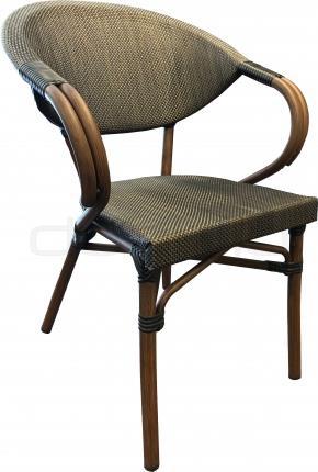 tessil betétes ülőrésze, ideálisan hajlított karfásháttámlája, hosszú távú ülésre teszi alkalmassá ezt a könnyűteraszszéket. A képen látható barna színben raktárprogram része.