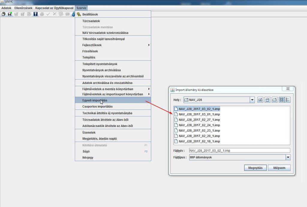 A programrendszer automatikusan elkészíti az ÁNYK nyomtatványkitöltő program számára a NAV_J28-as formanyomtatványt kitöltve a megfelelő adatokkal.