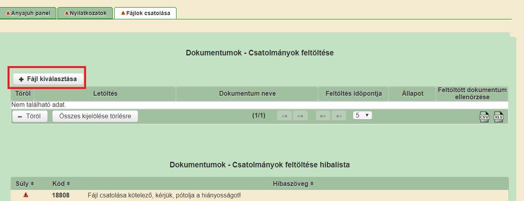 Csatolni a +Fájl kiválasztása gombbal lehetséges. 7.