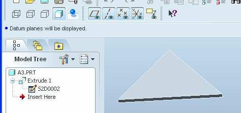 CAD - CAM ALAPOK PRO ENGINEER OKTATÓANYAG 7.31. ábra A koordinátarendszern nélküli alkatrész Utólagosan felvehetjük az alkatrész abszolút és a relatív koordinátarendszerét is.