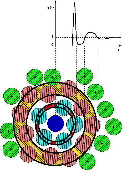 Mikroszkopikus szerkezet leírása: a párkorrelációs függvény g r = ρ r ρ