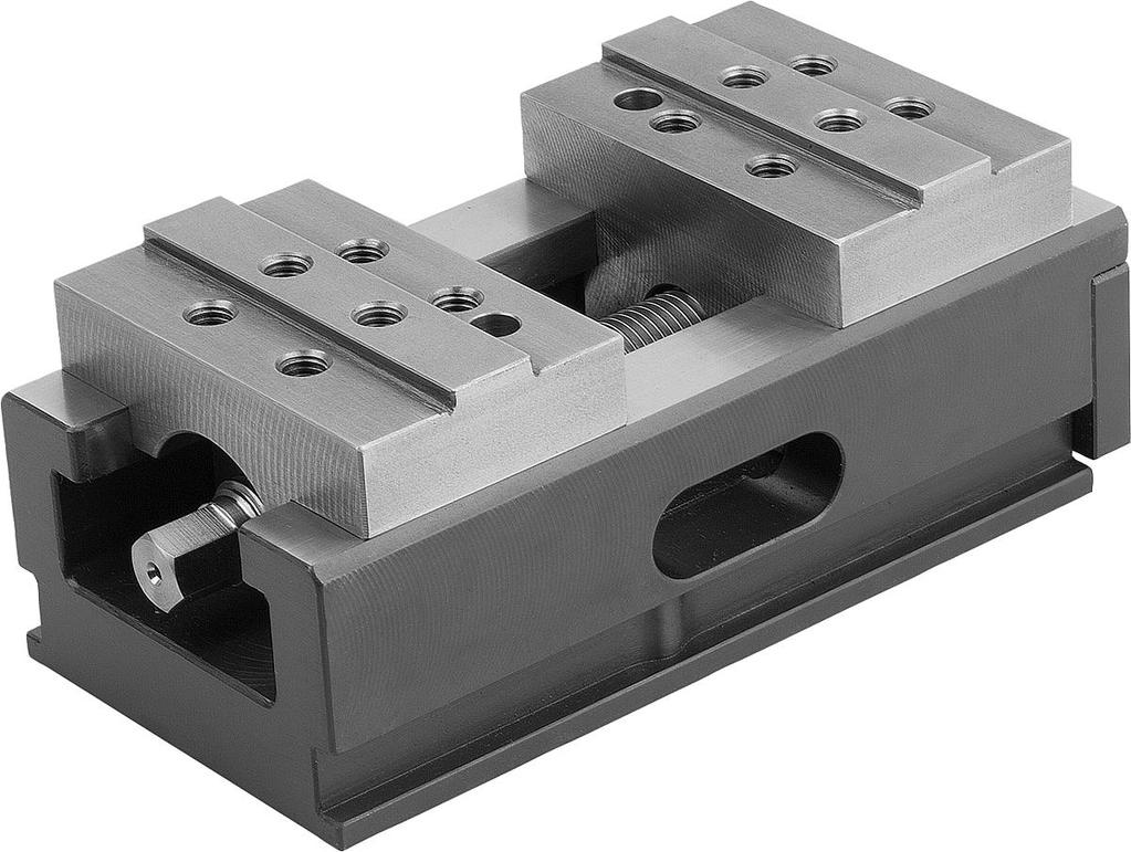 K1237 Központos szorító, 80-125 mm-es pofaszélesség Leírás Alapanyag: Alaptest és pofa felfogó, betétedzésű acél. Orsó nagy szilárdságú speciális acélból.