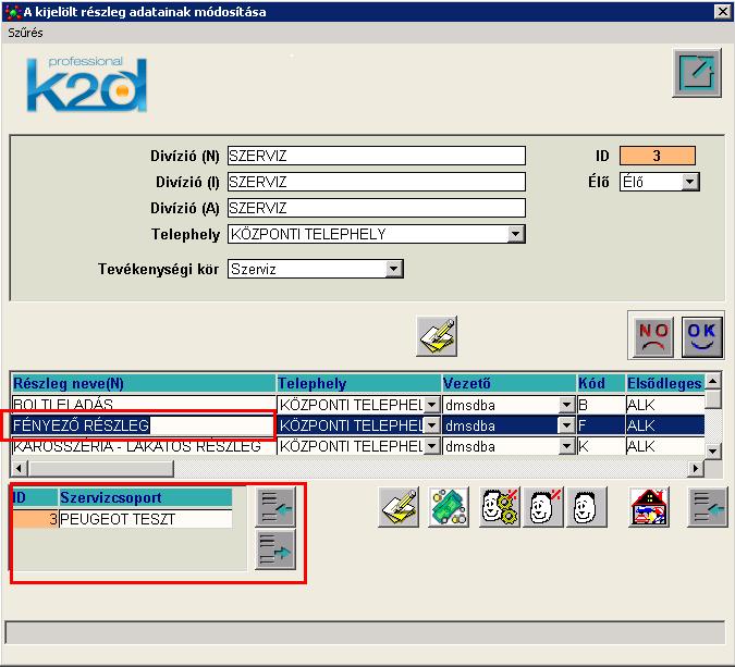 Ezt követően az ablak bal alsó sarkában a Szervizcsoport mezőnél a