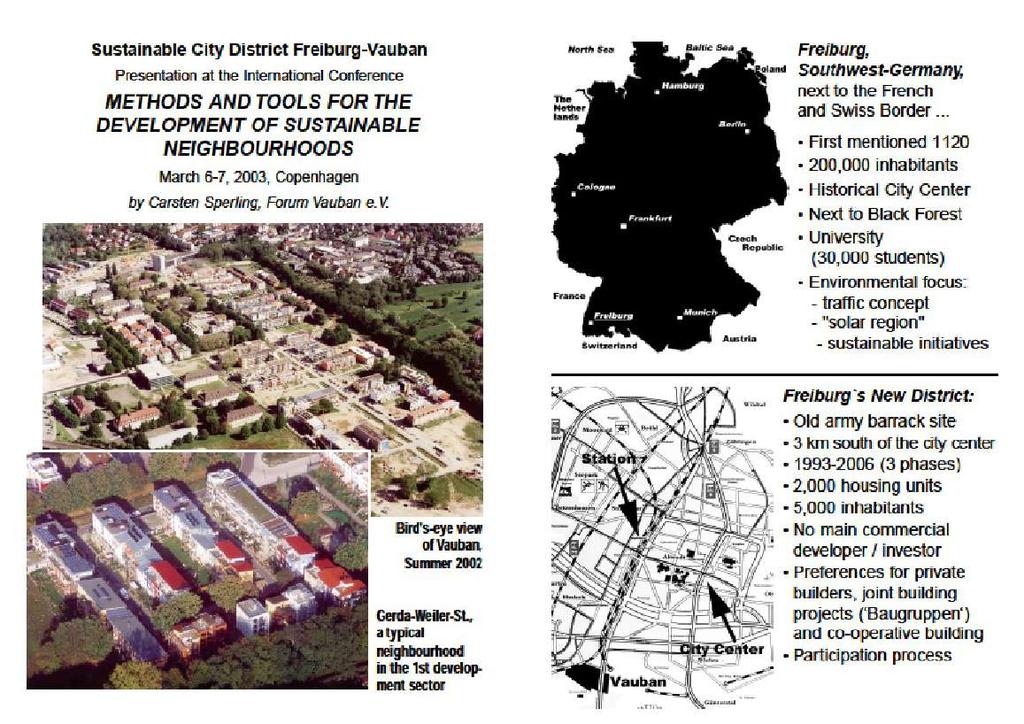 Sustainable City District Vauban Fejlesztés