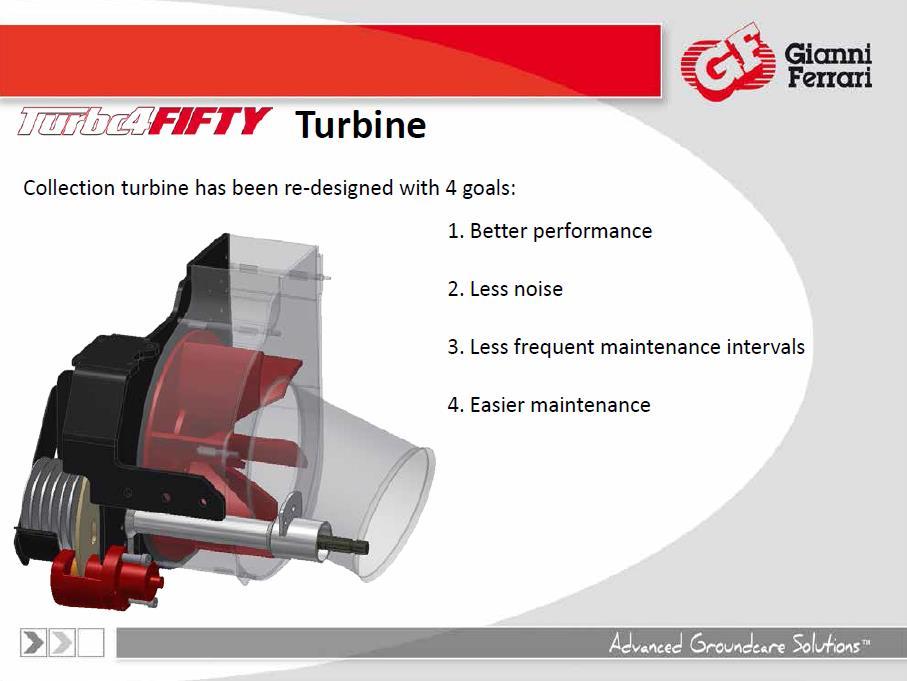 TURBINA A gyűjtőturbinát az alábbi 4 cél érdekében tervezték újra 1.