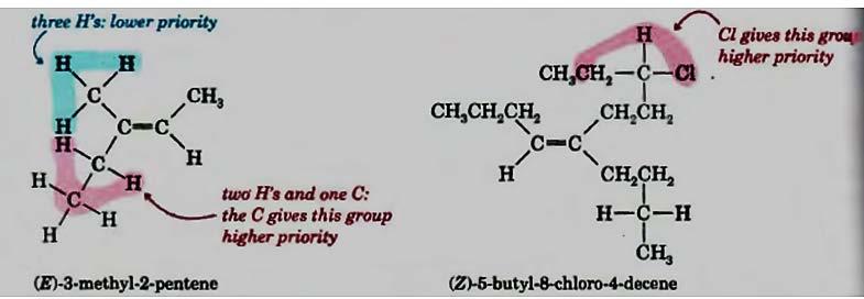 5. If two atoms are identical, the atomic numbers of the next atoms are used for priority assignment.