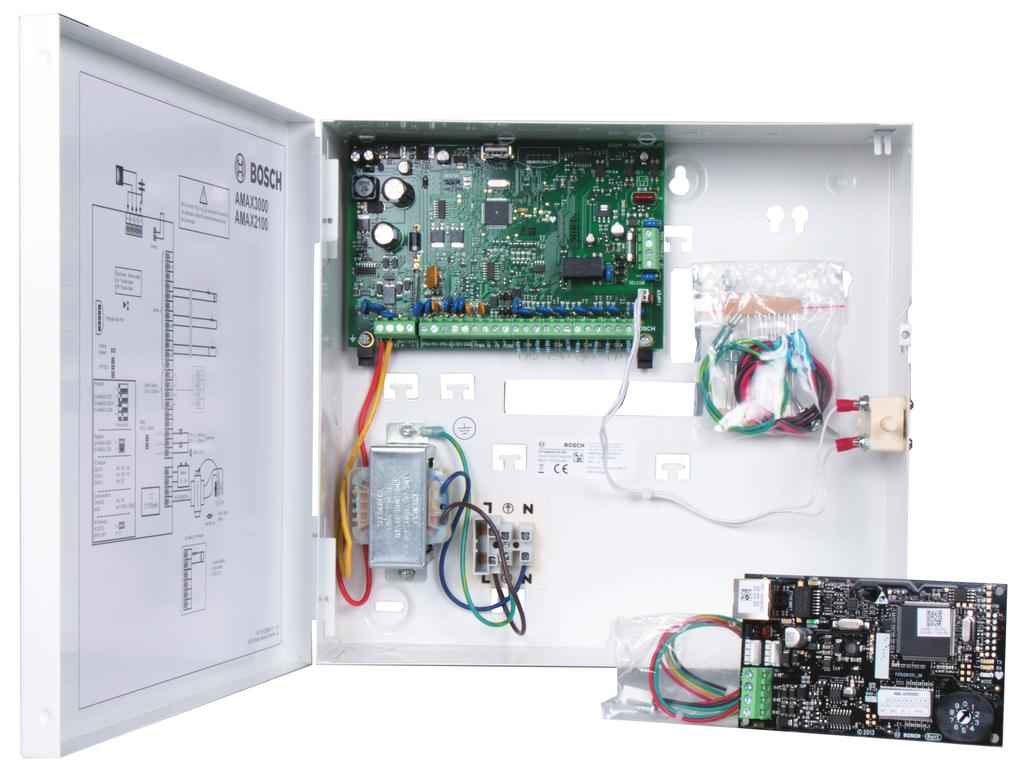 Behatolásjelző riasztórendszerek AMAX2-P2ENE Behatolásj. készl. fr/de/nl/pt Ethernet AMAX2-P2ENE Behatolásj. készl. fr/de/nl/pt Ethernet www.boschsecrity.com A készlet a következőket tartalmazza: A 2.